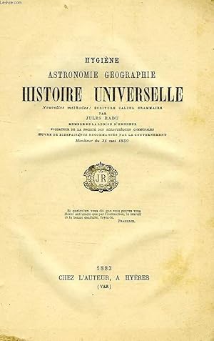 Imagen del vendedor de HYGIENE, ASTRONOMIE, GEOGRAPHIE, HISTOIRE UNIVERSELLE a la venta por Le-Livre