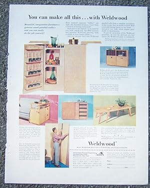 Image du vendeur pour WELDWOOD FURNITURE WOOD 1953 MAGAZINE ADVERTISEMENT mis en vente par Gibson's Books