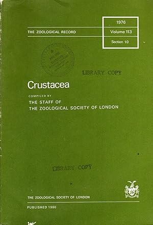 The Zoological Record vol. 108 section 10 (1980) - Crustacea. In 4to, original wrappers, pp. 405....