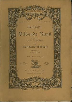 Imagen del vendedor de Zeitschrift fr Bildende Kunst. 21. Jahrgang Heft 6. 1886. Nebst Kunstgewerbeblatt. Mit dem Beiblatt: Kunst - Chronik. Aus dem Inhalt: H.Heydemann-Schliemann's Ausgrabungen in Tyrins/K. Justi- Altflandrische Bildnisse in Spanien und Portugal 3. Gerhard David/K.Chytil- Ein Bildnis des Kanonikus Georgius de Pala/ Bcherschau-Das Werk Adolf Menzels. a la venta por Antiquariat Carl Wegner