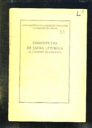 Image du vendeur pour CONSTITUTIO DE SACRA LITURGIA DIE 4 DECEMBRIS 1963 PROMULGATA. TEXTE EN LATIN. mis en vente par Le-Livre