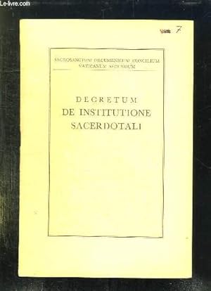 Seller image for DECRETUM DE INSTITUTIONE SACERDOTALI. TEXTE EN LATIN. for sale by Le-Livre