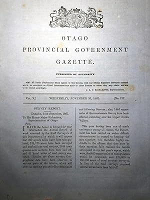 Otago Provincial Government Gazette. Vol V. Wednesday, November 26, 1862. No. 217