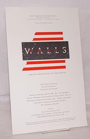 Seller image for The world premiere of Walls a play by Jeannie Barroga directed by Marian Li; April 1989 [poster] for sale by Bolerium Books Inc.