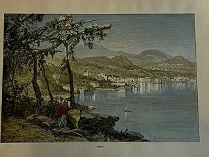 "Lugano". Kolorierter Holzstich von Kaeseberg nach E. T. Compton, um 1880.