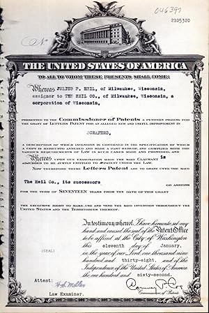 Immagine del venditore per Patent #2105320 Granted To Julius F. Neil of Milwaukee, WI, Assignor to Neil Co. for an Alleged New and Useful Improvements in Scrapers venduto da Dorley House Books, Inc.