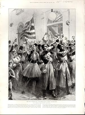 Imagen del vendedor de ENGRAVING: "The Graeco-Turkish War: Volunteers Leaving Athens for the Front".engraving from Illustrated London News; May 29, 1897 a la venta por Dorley House Books, Inc.