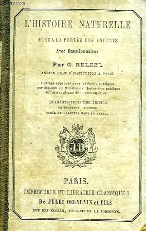 Seller image for L'HISTOIRE NATURELLE MISE A LA PORTEE DES ENFANTS for sale by Le-Livre