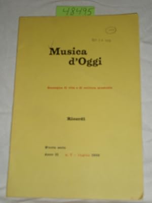 Image du vendeur pour MUSICA D'OGGI, rassegna di cultura vita musicale, Nuova serie Anno II, n. 7- luglio 1959 mis en vente par RogerCoyBooks