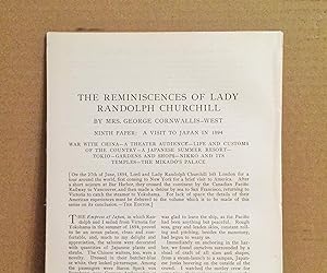 Bild des Verkufers fr The Reminiscences Of Lady Randolph Churchill: Ninth Paper, A Visit To Japan In 1894 zum Verkauf von Legacy Books II