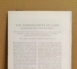 Seller image for The Reminiscences Of Lady Randolph Churchill: Tenth Paper, Traveling In The East for sale by Legacy Books II