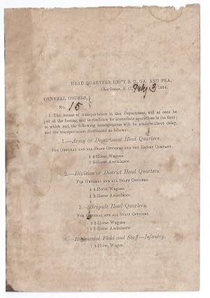 HEAD QUARTERS, DEP'T S.C., GA., and FLA. / Charleston, S.C., [Feby 3 in manuscript] 1864. / Gener...