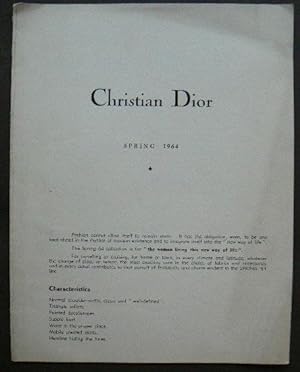 Image du vendeur pour Christian Dior. Spring 1964. mis en vente par Roe and Moore