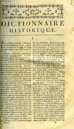 Bild des Verkufers fr DICTIONNAIRE HISTORIQUE PORTATIF, TOME I zum Verkauf von Le-Livre