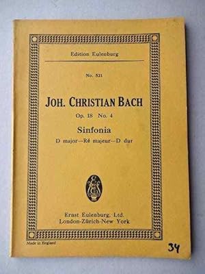 Bild des Verkufers fr Sinfonia D major - Re majeur - D dur. Op. 18, No. 4. Pocket Score / Taschenpartitur. Edited for the first time and with Foreword (english, german / englisch, deutsch) by Alfred Einstein. / Mit einer 2sprachigen Einleitung von Alfred Einstein (Biographisches und Werkanalyse). zum Verkauf von Antiquariat Tarter, Einzelunternehmen,