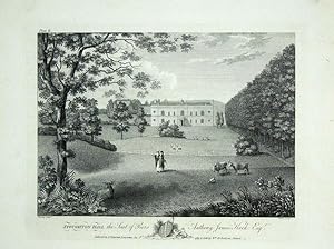 Original Antique Engraving Illustrating Stoughton Hall, The Seat of Anthony James Keck Esq. Publi...