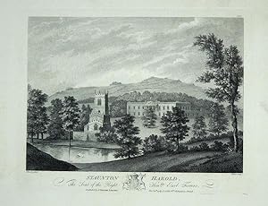 Original Antique Engraving Illustrating Staunton Harold, The Seat of The Right Honourable Earl Fe...
