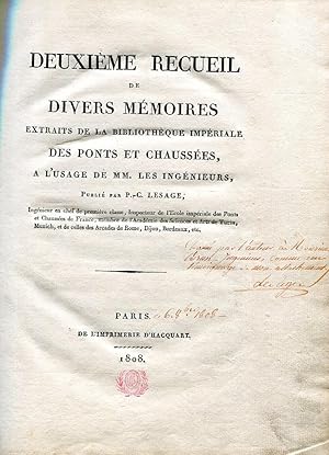 Deuxième recueil de divers mémoires extraits de la Bibliothèque Impériale des Ponts et Chaussées,...