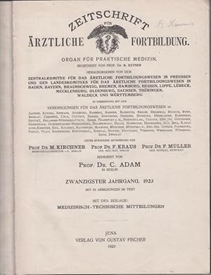 Seller image for Zeitschrift fr rztliche Fortbildung : Organ fr praktische Medizin. 20. Jahrgang Nr. 1-24 1923. Mit der Beilage: Medizinisch-technische Mitteilunge Nr. 1-12. for sale by Antiquariat Carl Wegner