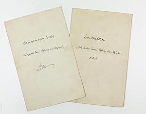 Image du vendeur pour Der moderne Don Carlos" und "Ein Stndchen". 2 eigenh. Manuskripte mit U. mis en vente par Antiquariat INLIBRIS Gilhofer Nfg. GmbH