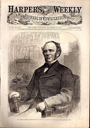 Immagine del venditore per ENGRAVING: "Hon. Horatio Seymour, Governor-Elect of the State of New York".engraving from Harper's Weekly, November 22, 1862 venduto da Dorley House Books, Inc.