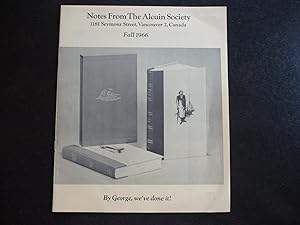 Bild des Verkufers fr Notes from the Alcuin Society: Fall 1966. "By George, we've Done it!" zum Verkauf von J. King, Bookseller,