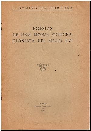 Seller image for POESAS DE UNA MONJA CONCEPCIONISTA DEL SIGLO XVI. for sale by angeles sancha libros