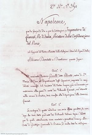 Decree Signed 'Napo[leon]' (1769-1821, Emperor of the French)
