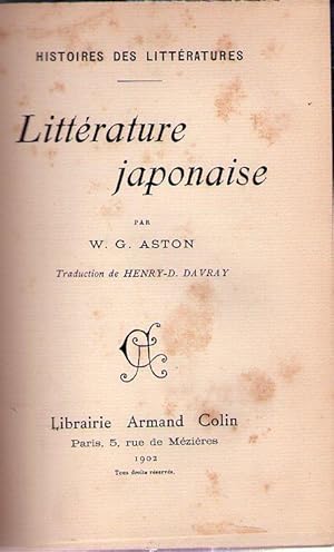 LITTERATURE JAPONAISE. Traduction de Henry D. Davray