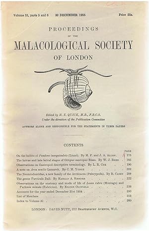 Proceedings of the Malacological Society of London. Volume 31, Parts 5 and 6. December 1955.