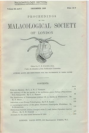 Proceedings of the Malacological Society of London. Volume 32, Part 3. December 1956.