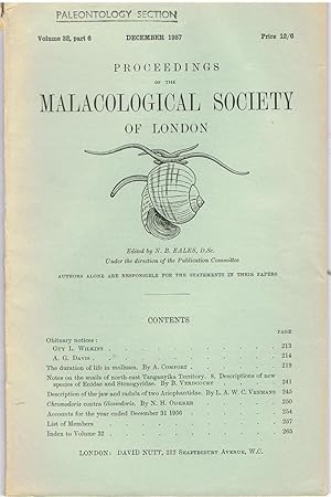 Proceedings of the Malacological Society of London. Volume 32, Part 6. December 1957