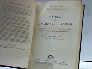 Bild des Verkufers fr MANUAL DE FORMULARIOS PENALES ARTURO MAJADA zum Verkauf von LIBRERIA ANTICUARIA SANZ