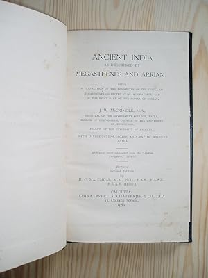 Image du vendeur pour Ancient India as Described by Megasthens and Arrian.,. mis en vente par Expatriate Bookshop of Denmark