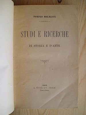 Studi e ricerche di storia e d'arte