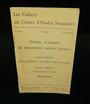 Seller image for NOTIONS D'HISTOIRE DU MOUVEMENT OUVRIER FRANCAIS. for sale by Librairie Franck LAUNAI