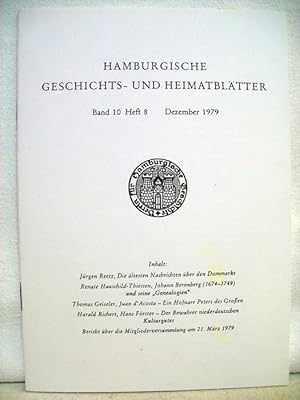 Bild des Verkufers fr Hamburgische Geschichts- und Heimatbltter. Band 10 Heft 8. Dezember 1979. zum Verkauf von Antiquariat Bler