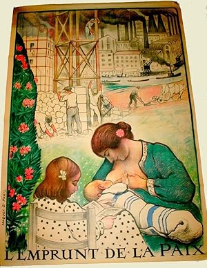 Affiche lithographie en couleurs signée Lebasque - L'Emprunt de la Paix