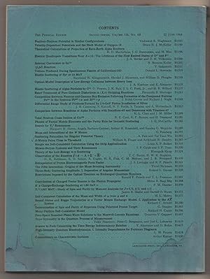 Immagine del venditore per The Physical Review / Second Series / Volume 134 / Number 6B / 22 June 1964 / Bohm, David & Aharanov, Yakir (Time Energy Indeterminacy ); Aharonov, Yakir, Lebowitz, Joel L. and Bergmann, Peter G. (Time Symmetry in Quantum Measurement); Feinberg, Gerald (Mass & Iinteractions of the W Meson); Mehta, Mada Lal (Calculation of [particles] mass and width); Ne'eman, Yuval (Origins of the Mass Breaking Asymmetry) venduto da Singularity Rare & Fine