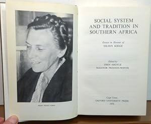 Immagine del venditore per SOCIAL SYSTEM AND TRADITION IN SOUTHERN AFRICA: Essays in Honor of Eileen Krige venduto da RON RAMSWICK BOOKS, IOBA