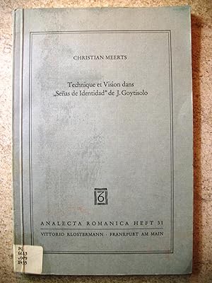 Seller image for Technique et Vision dans Senas de Identidad de J Goytisolo for sale by P Peterson Bookseller