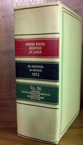 Bild des Verkufers fr United States Statutes at Large. Volume 86 (1972) zum Verkauf von The Lawbook Exchange, Ltd., ABAA  ILAB