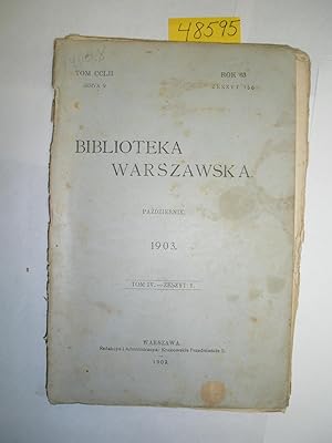 Biblioteka Warszawska padziernik 1903; tom IV , Zeszyt 1