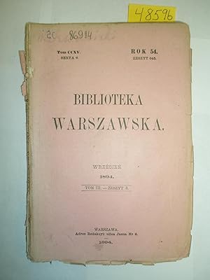 Biblioteka Warszawska Wrzesien 1894; tom III , Zeszyt 3