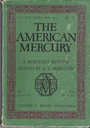 Bild des Verkufers fr The American Mercury; Volume XVI, Number 62, February, 1929 zum Verkauf von Clausen Books, RMABA