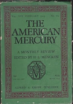 Seller image for The American Mercury; Volume XVI, Number 62, February, 1929 for sale by Clausen Books, RMABA