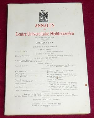 Image du vendeur pour ANNALES DU CENTRE UNIVERSITAIRE MEDITERRANEEN - 14e volume - 1960-1961 mis en vente par LE BOUQUINISTE
