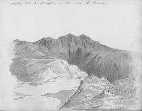 Llyday Lake and Lliwydd, on the side of Snowdon.