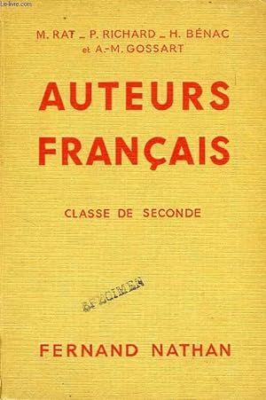 Seller image for AUTEURS FRANCAIS, CLASSE DE 2de for sale by Le-Livre