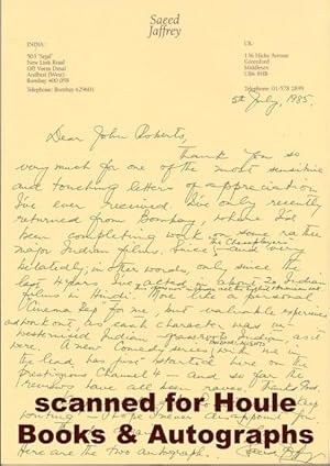 Seller image for Autograph Letter Signed for sale by Houle Rare Books/Autographs/ABAA/PADA